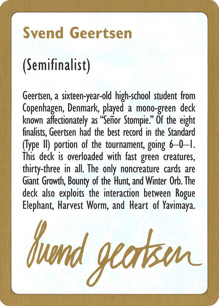 1997 Svend Geertsen Biography Card, World Championship Decks #164432
