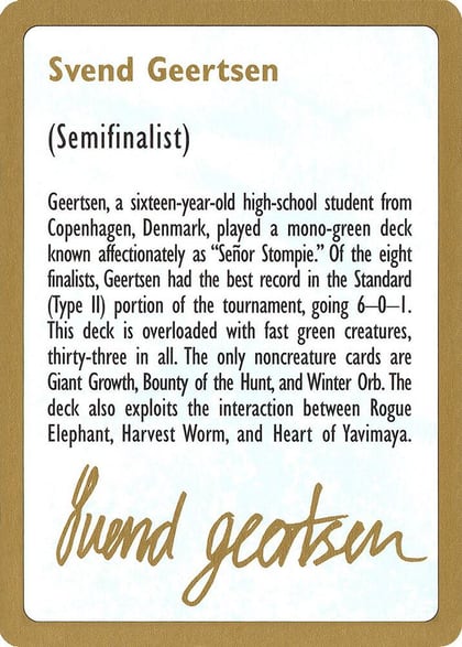 1997 Svend Geertsen Biography Card, World Championship Decks #164432