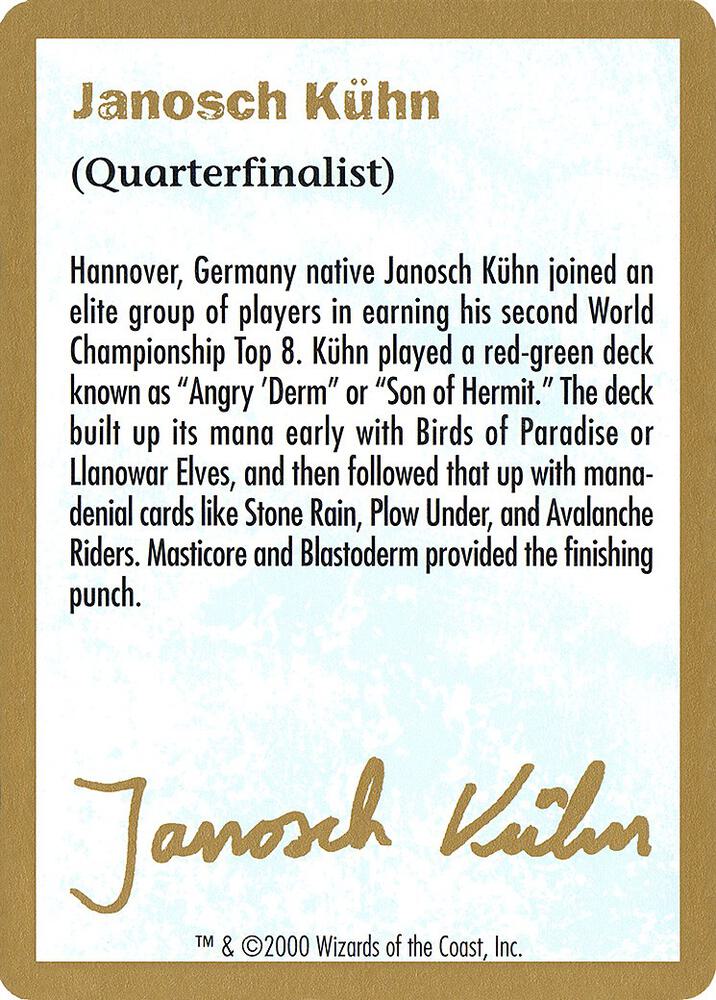 2000 Janosch Kuhn Biography Card, World Championship Decks #164536