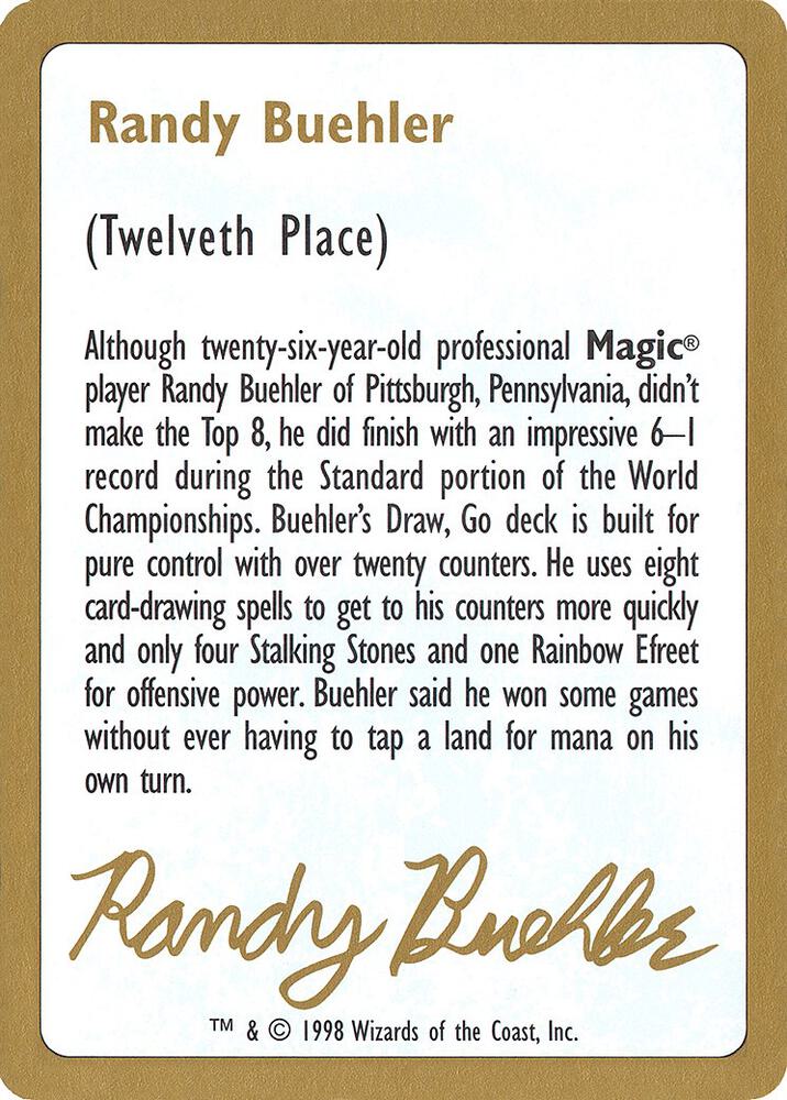 1998 Randy Buehler Biography Card, World Championship Decks #164633
