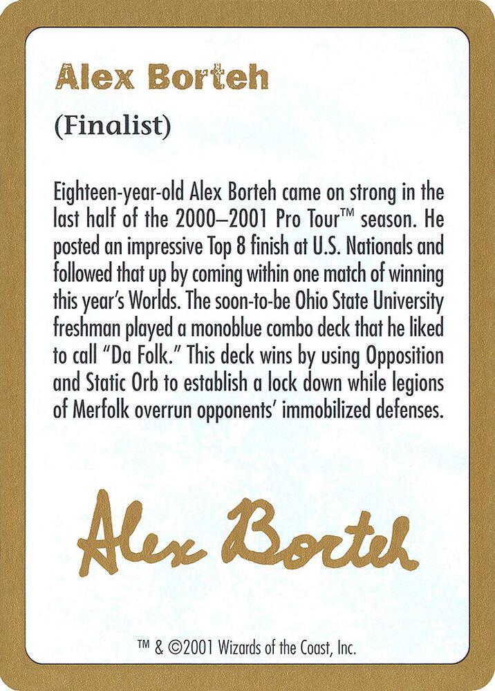 2001 Alex Borteh Biography Card, World Championship Decks #164999