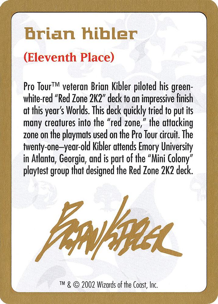 2002 Brian Kibler Biography Card, World Championship Decks #173438