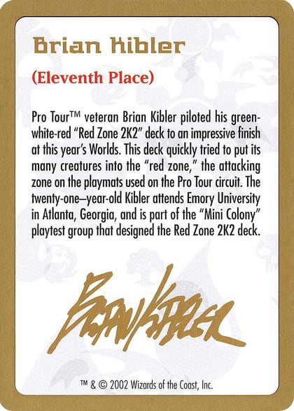 2002 Brian Kibler Biography Card, World Championship Decks #173438