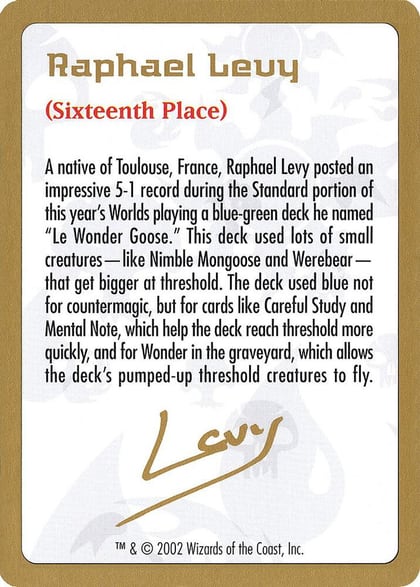2002 Raphael Levy Biography Card, World Championship Decks #173863