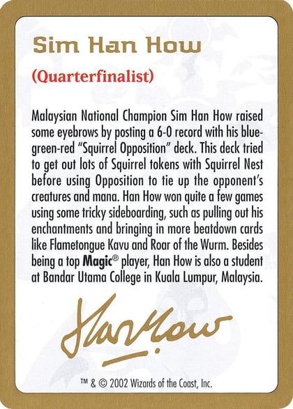2002 Sim Han How Biography Card, World Championship Decks #173903