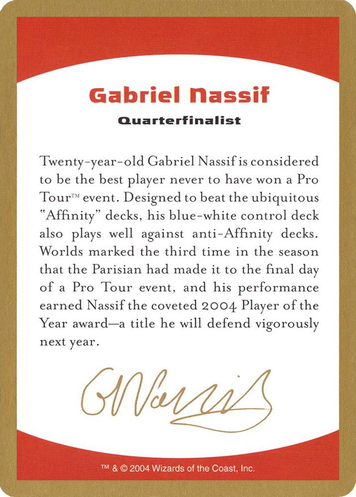 2004 Gabriel Nassif Biography Card, World Championship Decks #174330