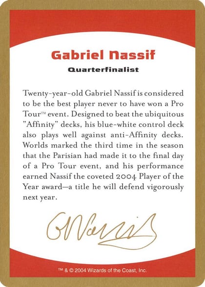 2004 Gabriel Nassif Biography Card, World Championship Decks #174330