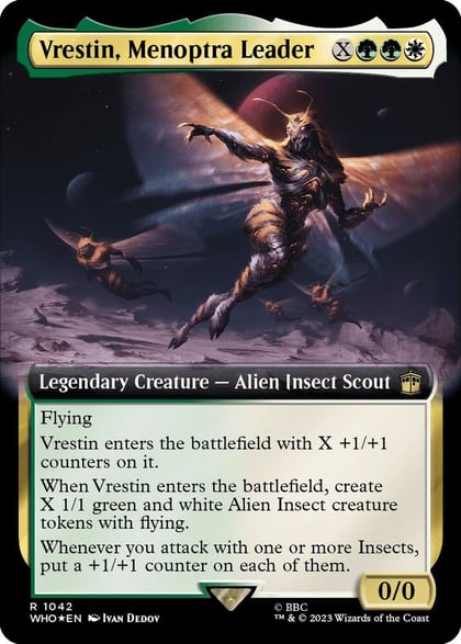 Vrestin, Menoptra Leader (Extended Art) (Surge Foil), Universes Beyond: Doctor Who 1042