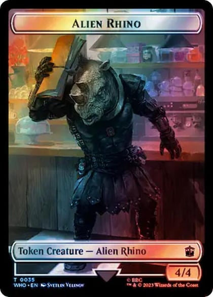 Alien Rhino // Alien Salamander Double-Sided Token (Surge Foil), Universes Beyond: Doctor Who 3 // 16