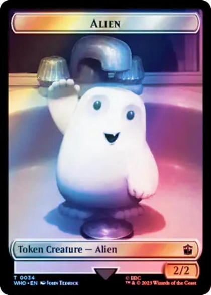 Alien // Dinosaur Double-Sided Token (Surge Foil), Universes Beyond: Doctor Who 34 // 52
