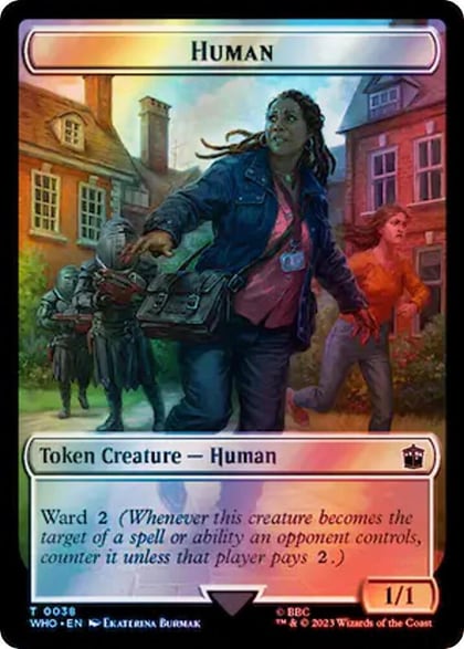 Human (0038) // Mutant Double-Sided Token (Surge Foil), Universes Beyond: Doctor Who 38 // 50