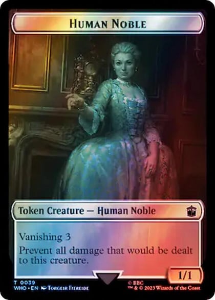 Human Noble // Beast Double-Sided Token (Surge Foil), Universes Beyond: Doctor Who 39 // 49