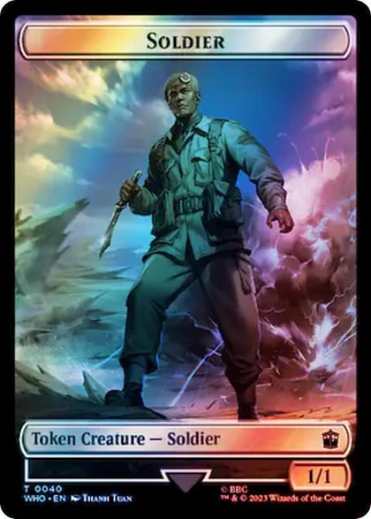 Soldier // Cyberman Double-Sided Token (Surge Foil), Universes Beyond: Doctor Who 40 // 56