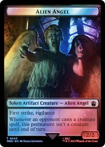 Alien Angel // Treasure (0063) Double-Sided Token (Surge Foil), Universes Beyond: Doctor Who 43 // 63