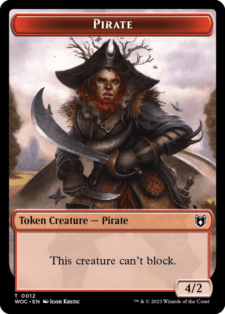 Pirate // Human Soldier Double-Sided Token, Commander: Wilds of Eldraine 12 // 7