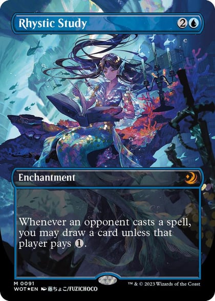 Rhystic Study (Anime Borderless) (Confetti Foil), Wilds of Eldraine: Enchanting Tales 91