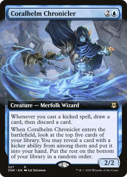 Coralhelm Chronicler (Extended Art), Zendikar Rising 327