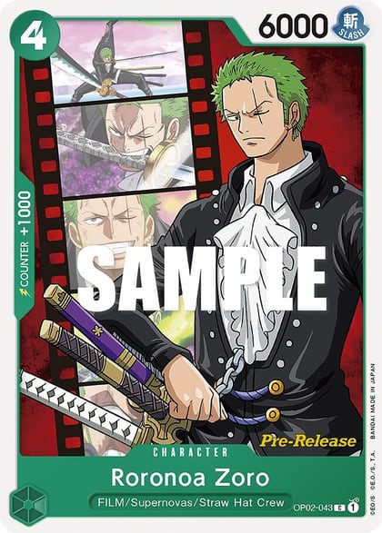 Roronoa Zoro, Paramount War Pre-Release Cards OP02-043