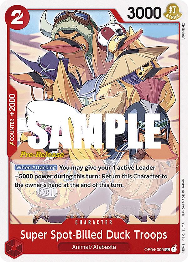 Super Spot-Billed Duck Troops, Kingdoms of Intrigue Pre-Release Cards OP04-009