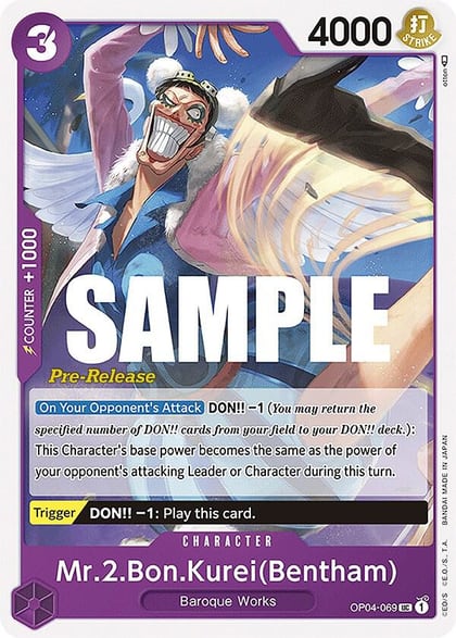 Mr.2.Bon.Kurei (Bentham), Kingdoms of Intrigue Pre-Release Cards OP04-069