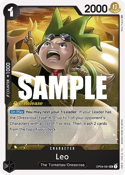 Leo, Kingdoms of Intrigue Pre-Release Cards OP04-091