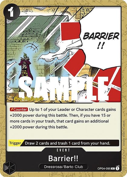 Barrier!!, Kingdoms of Intrigue Pre-Release Cards OP04-095