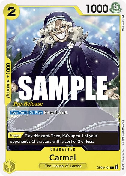 Carmel, Kingdoms of Intrigue Pre-Release Cards OP04-101