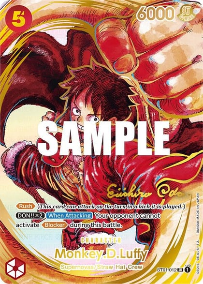 Monkey.D.Luffy (012) (Alternate Art) (Gold-Stamped Signature), Awakening of the New Era ST01-012