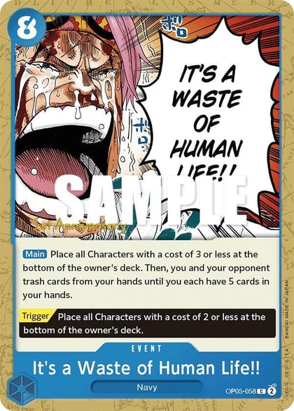 It's a Waste of Human Life!!, Awakening of the New Era: 1st Anniversary Tournament Cards OP05-058