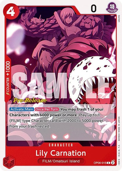 Lily Carnation, Wings of the Captain Pre-Release Cards OP06-015