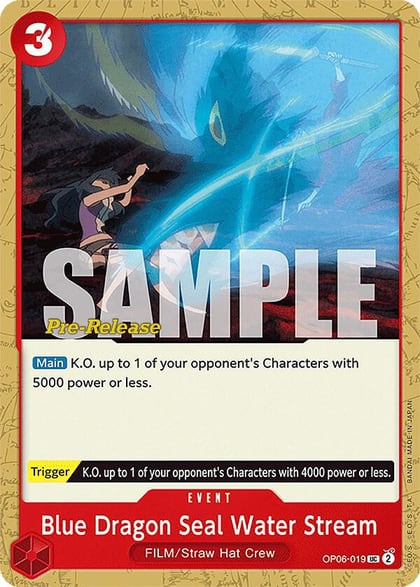 Blue Dragon Seal Water Stream, Wings of the Captain Pre-Release Cards OP06-019