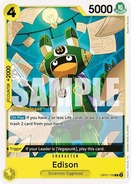 Edison, 500 Years in the Future Pre-Release Cards OP07-100