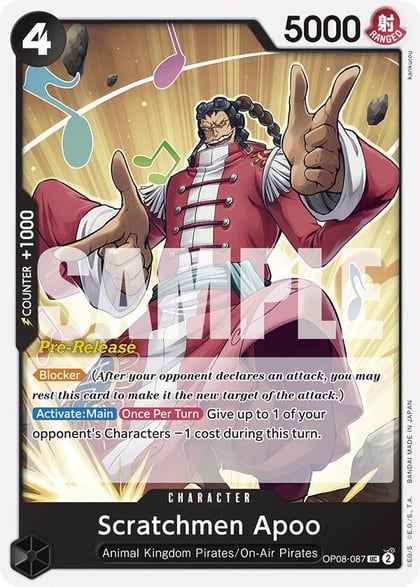 Scratchmen Apoo, Two Legends Pre-Release Cards OP08-087