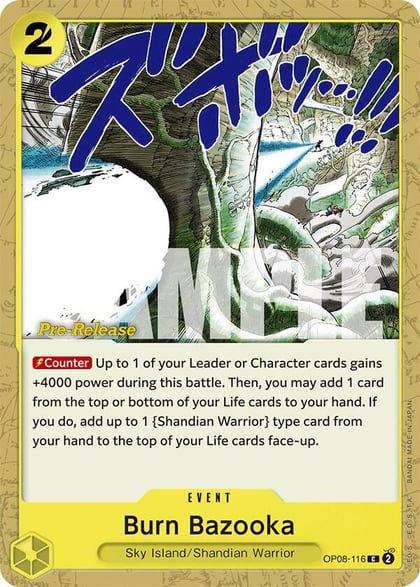 Burn Bazooka, Two Legends Pre-Release Cards OP08-116