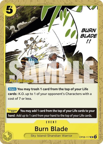 Burn Blade, Two Legends Pre-Release Cards OP08-117