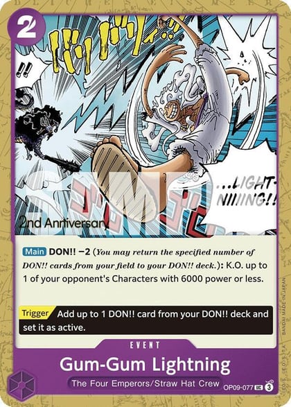 Gum-Gum Lightning, Emperors in the New World: 2nd Anniversary Tournament Cards OP09-077