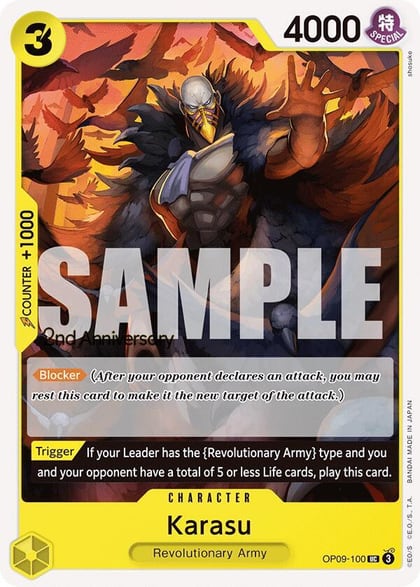 Karasu, Emperors in the New World: 2nd Anniversary Tournament Cards OP09-100