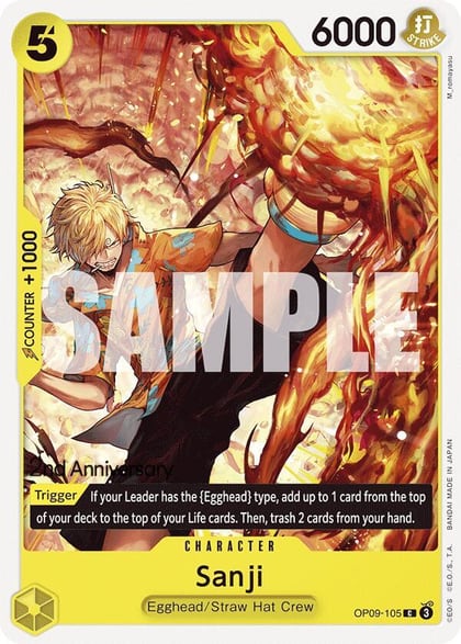 Sanji (105), Emperors in the New World: 2nd Anniversary Tournament Cards OP09-105