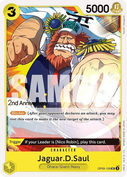 Jaguar.D.Saul, Emperors in the New World: 2nd Anniversary Tournament Cards OP09-109