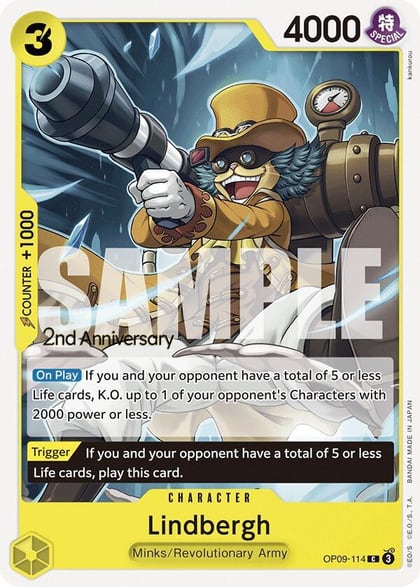 Lindbergh, Emperors in the New World: 2nd Anniversary Tournament Cards OP09-114