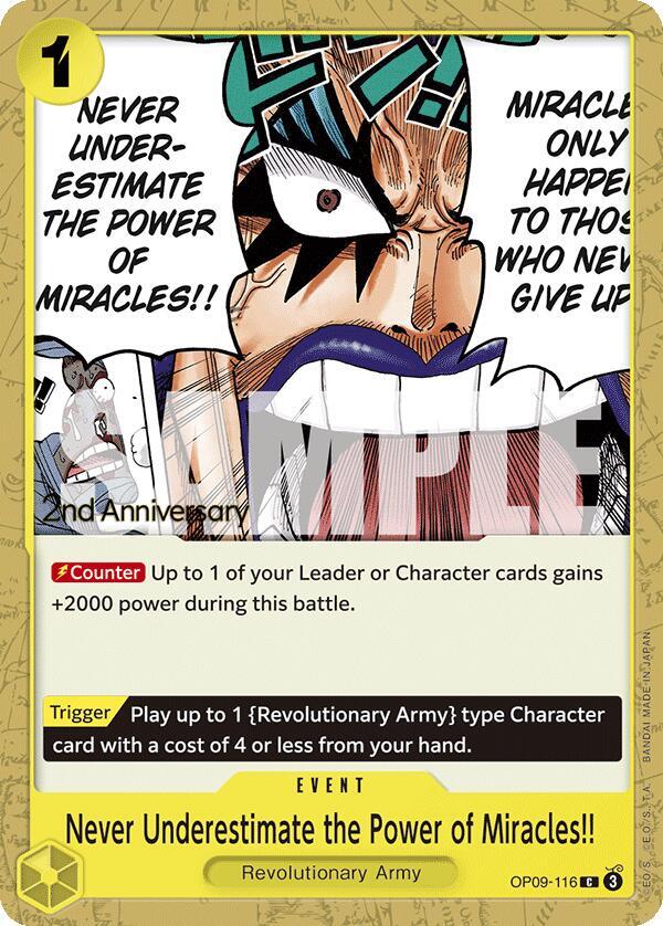 Never Underestimate the Power of Miracles!!, Emperors in the New World: 2nd Anniversary Tournament Cards OP09-116