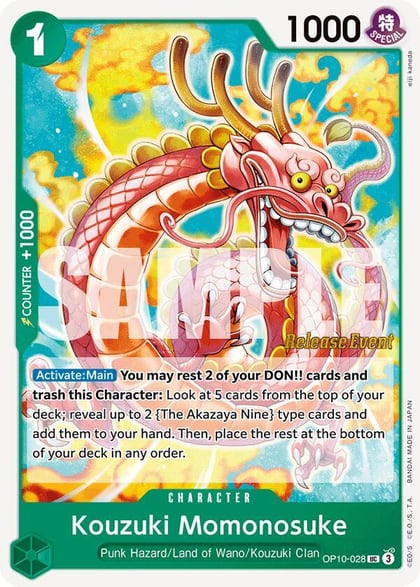 Kouzuki Momonosuke (028), Royal Blood Release Event Cards OP10-028