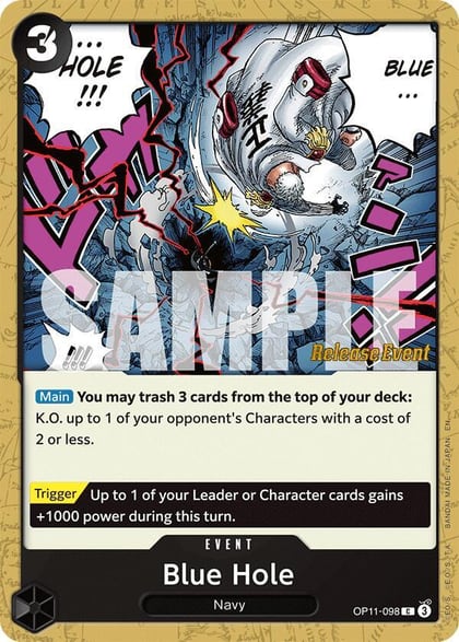 Blue Hole, A Fist of Divine Speed Release Event Cards OP11-098