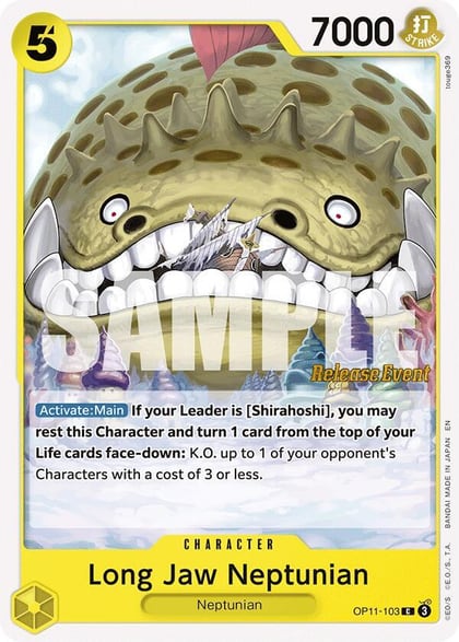 Long-Jaw Neptunian, A Fist of Divine Speed Release Event Cards OP11-103