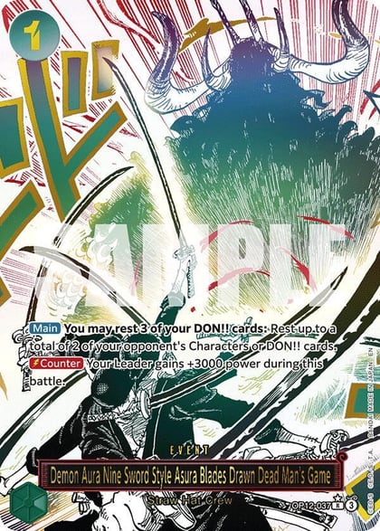 Demon Aura Nine Sword Style Asura Blades Drawn Dead Man's Game (Alternate Art), Legacy of the Master OP12-037