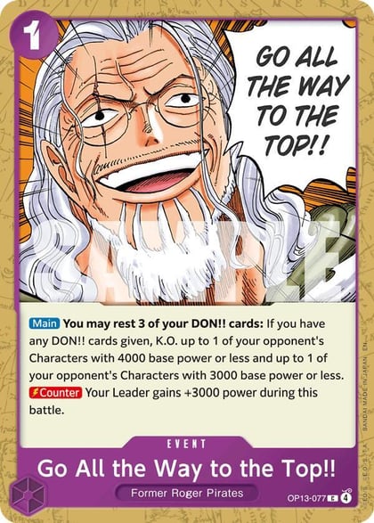 Go All the Way to the Top!!, Carrying On His Will OP13-077