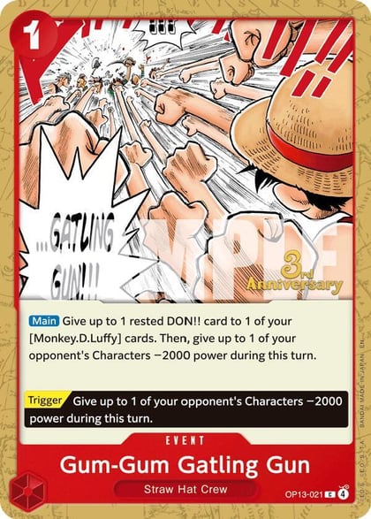 Gum-Gum Gatling Gun, Carrying On His Will: 3rd Anniversary Tournament Cards OP13-021