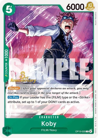 Koby, Carrying On His Will: 3rd Anniversary Tournament Cards OP13-025