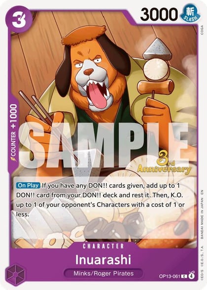Inuarashi, Carrying On His Will: 3rd Anniversary Tournament Cards OP13-061