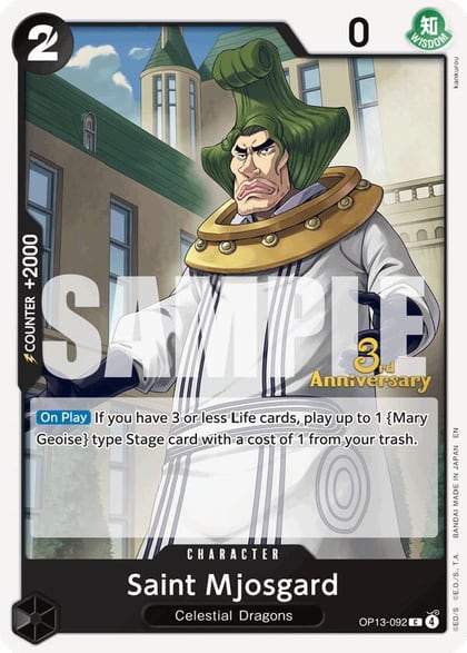 Saint Mjosgard, Carrying On His Will: 3rd Anniversary Tournament Cards OP13-092